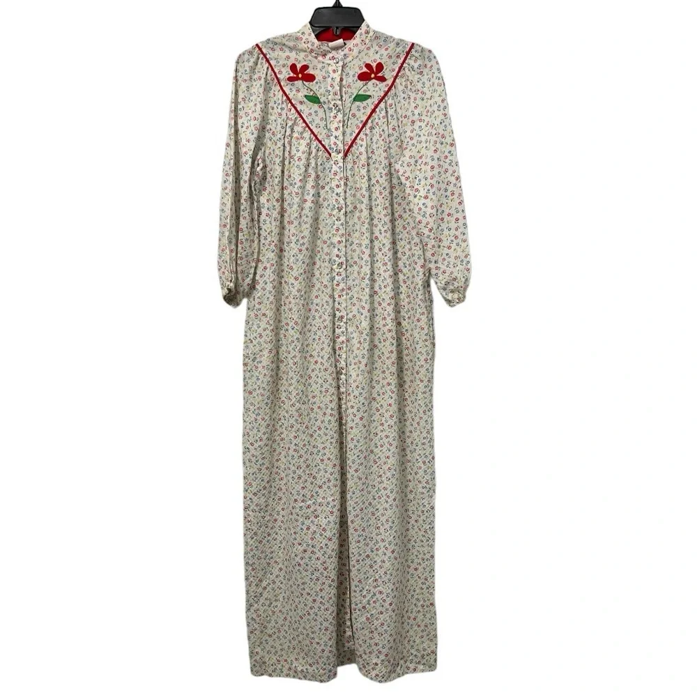 Vintage Models Coat Snap Button Floral Housecoat Size 12